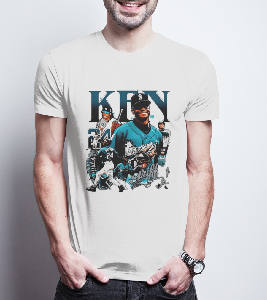 Ken Griffey Jr Seattle Mariners The Kid 24 Legendary Collage T-Shirt