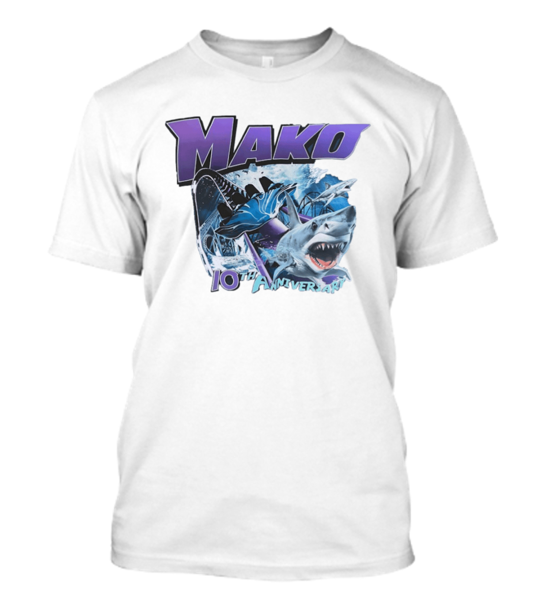 Mako 10th Anniversary SeaWorld Roller Shark Underwater Ocean Adventure T-Shirt