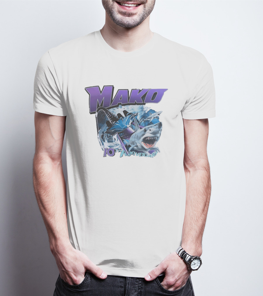 Mako 10th Anniversary SeaWorld Roller Shark Underwater Ocean Adventure T-Shirt