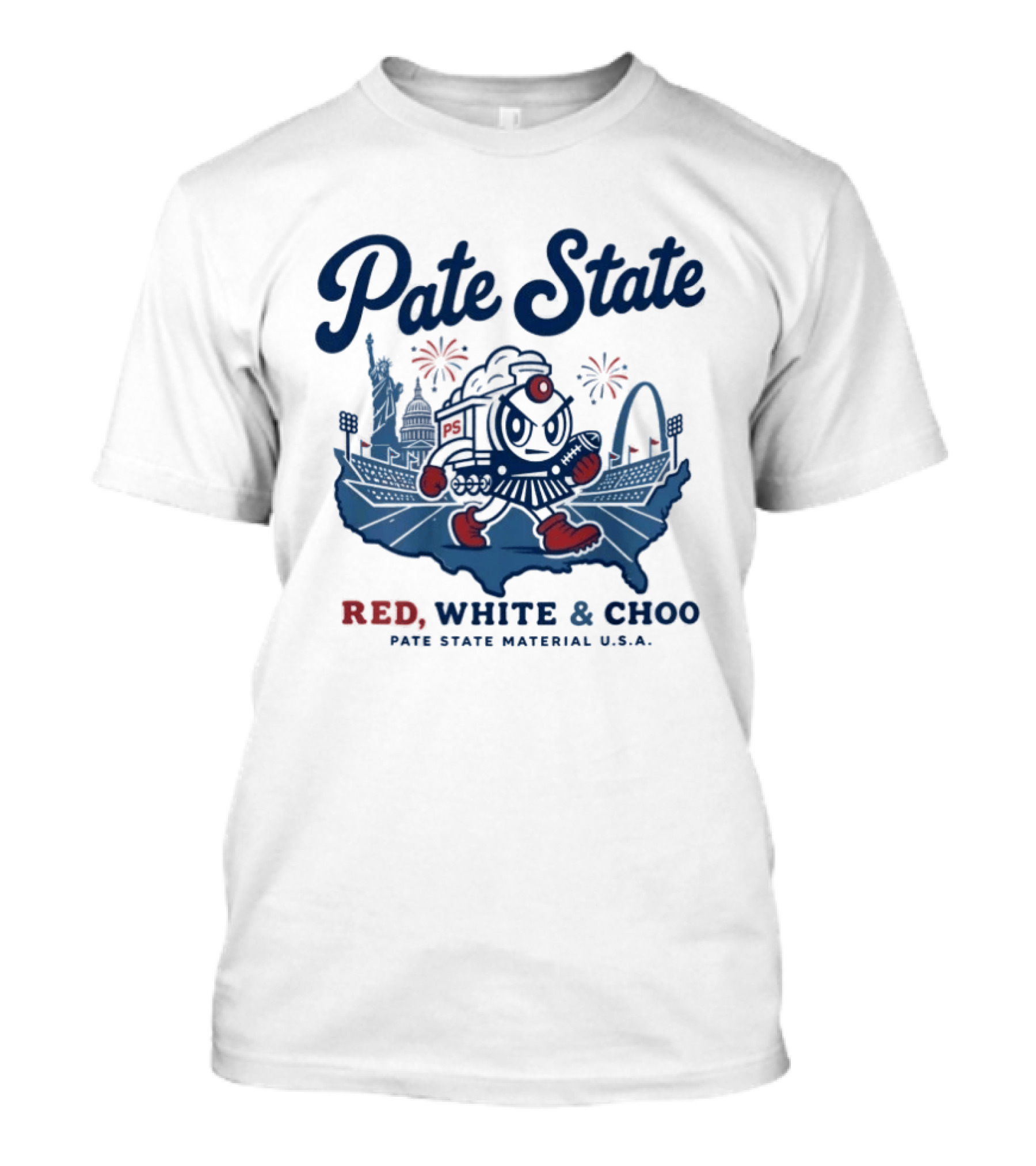 Pate State Red White And Choo USA Fireworks Statue Of Liberty Arch T-Shirt