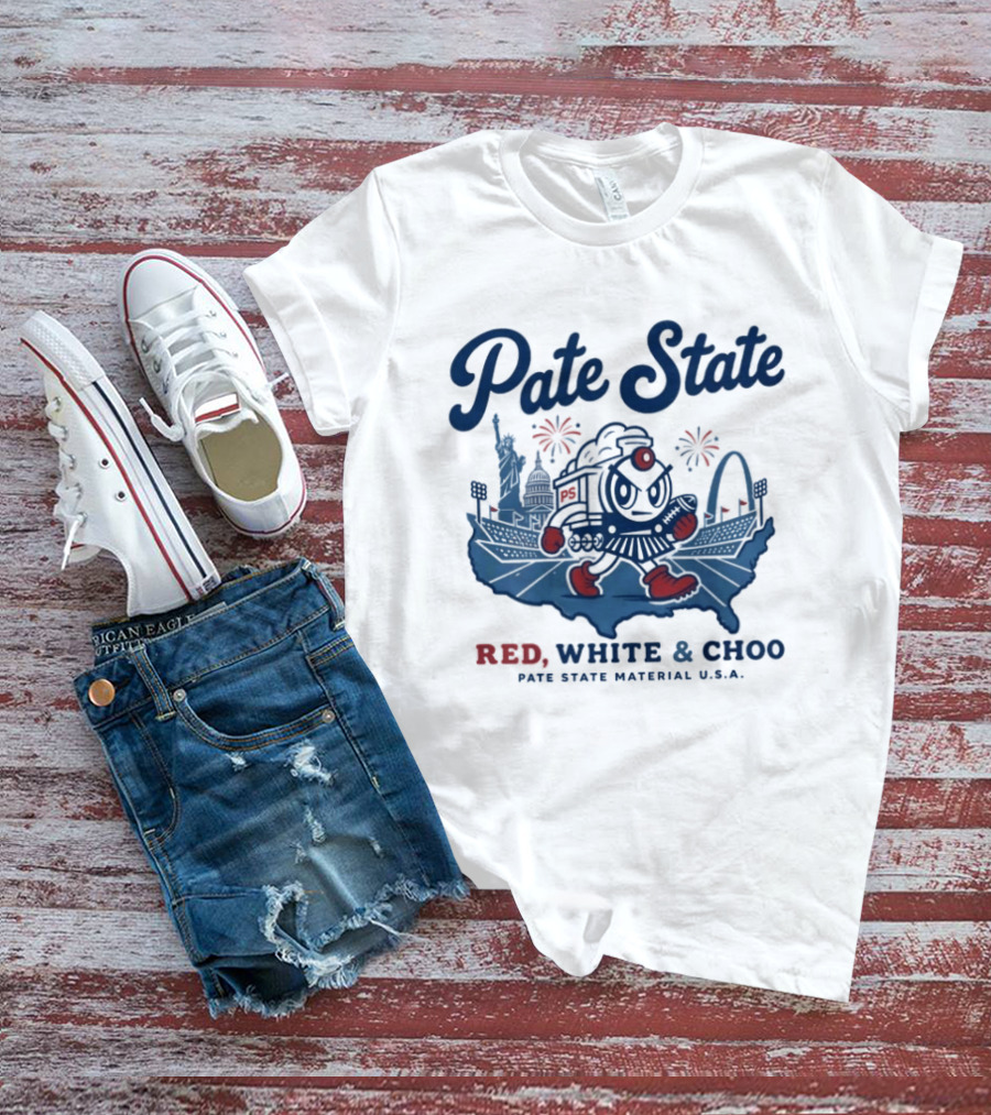 Pate State Red White And Choo USA Fireworks Statue Of Liberty Arch T-Shirt