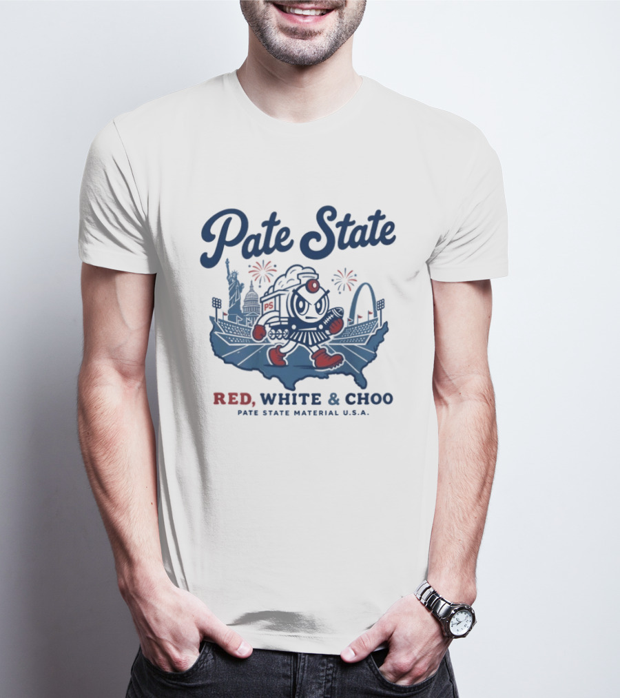 Pate State Red White And Choo USA Fireworks Statue Of Liberty Arch T-Shirt