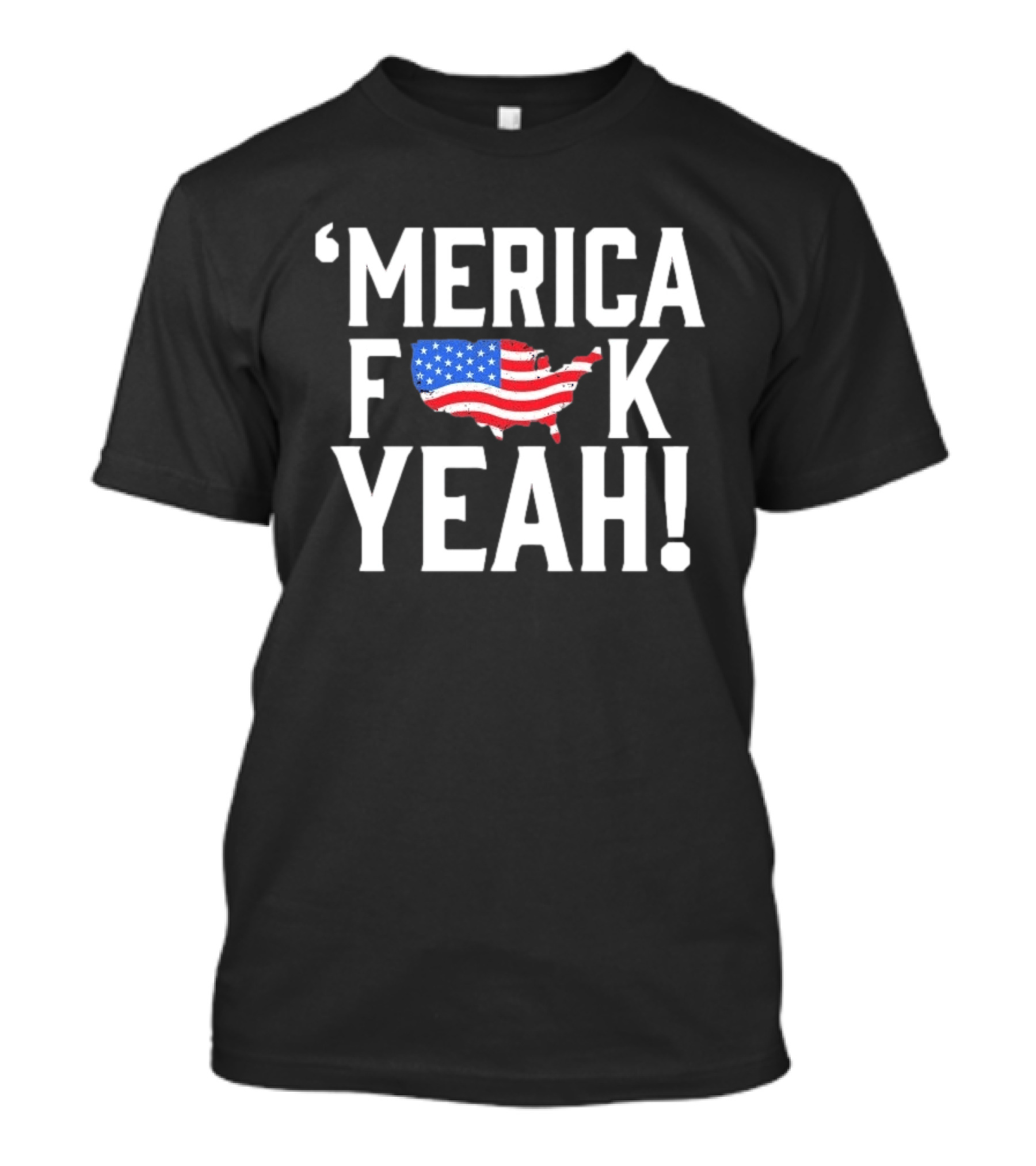 Merica F Yeah USA Map American Flag T-Shirt