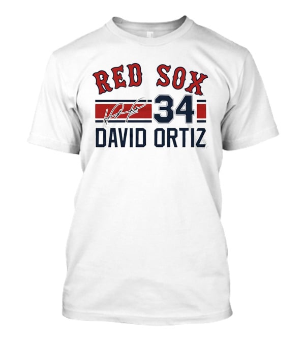 Red Sox 34 David Ortiz Signature Boston T-Shirt