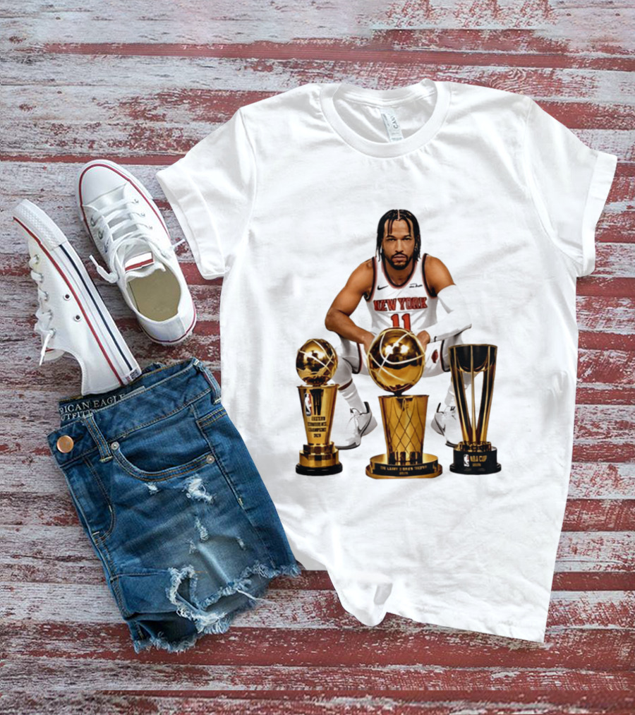 New York Knicks Jalen Brunson 11 Trophy Collection NBA Champions T-Shirt