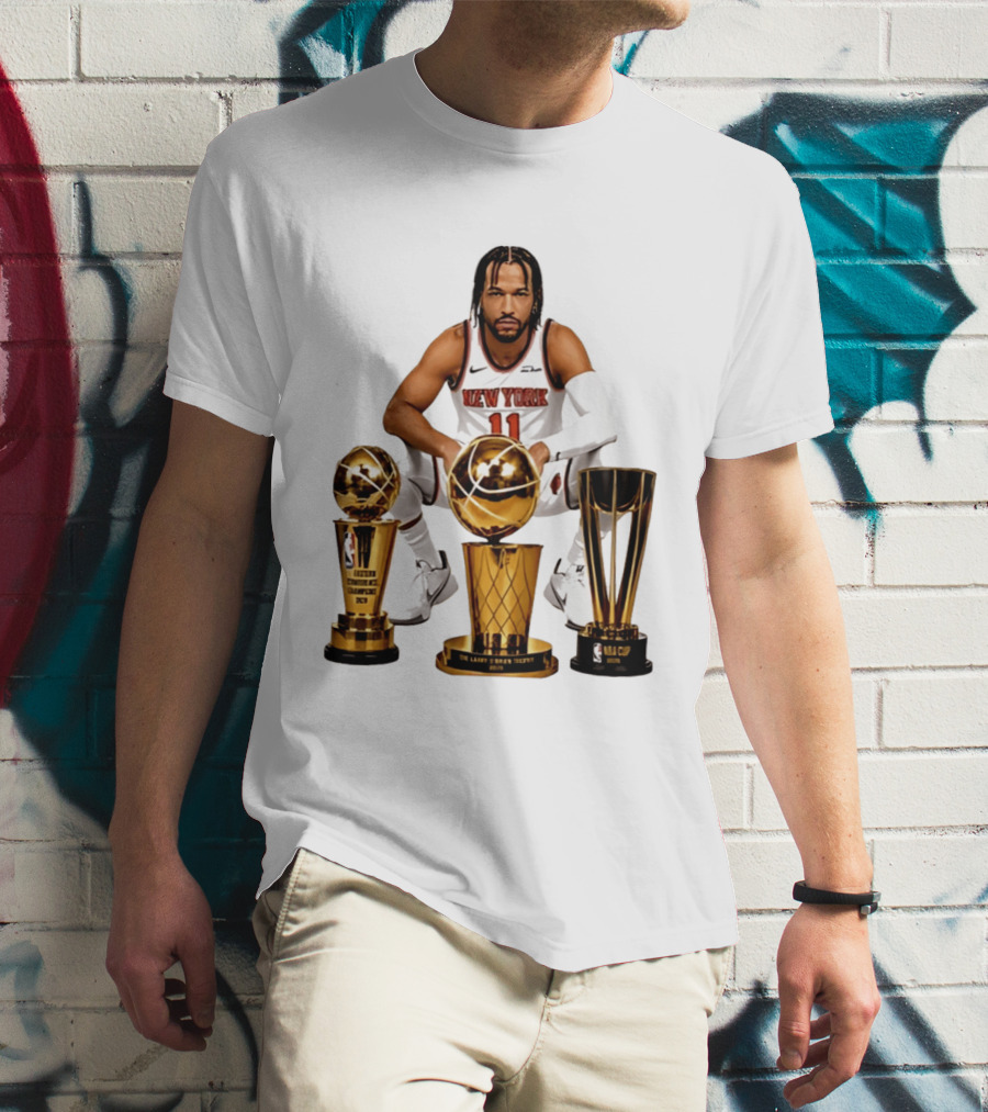 New York Knicks Jalen Brunson 11 Trophy Collection NBA Champions T-Shirt