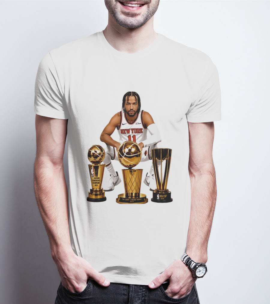 New York Knicks Jalen Brunson 11 Trophy Collection NBA Champions T-Shirt