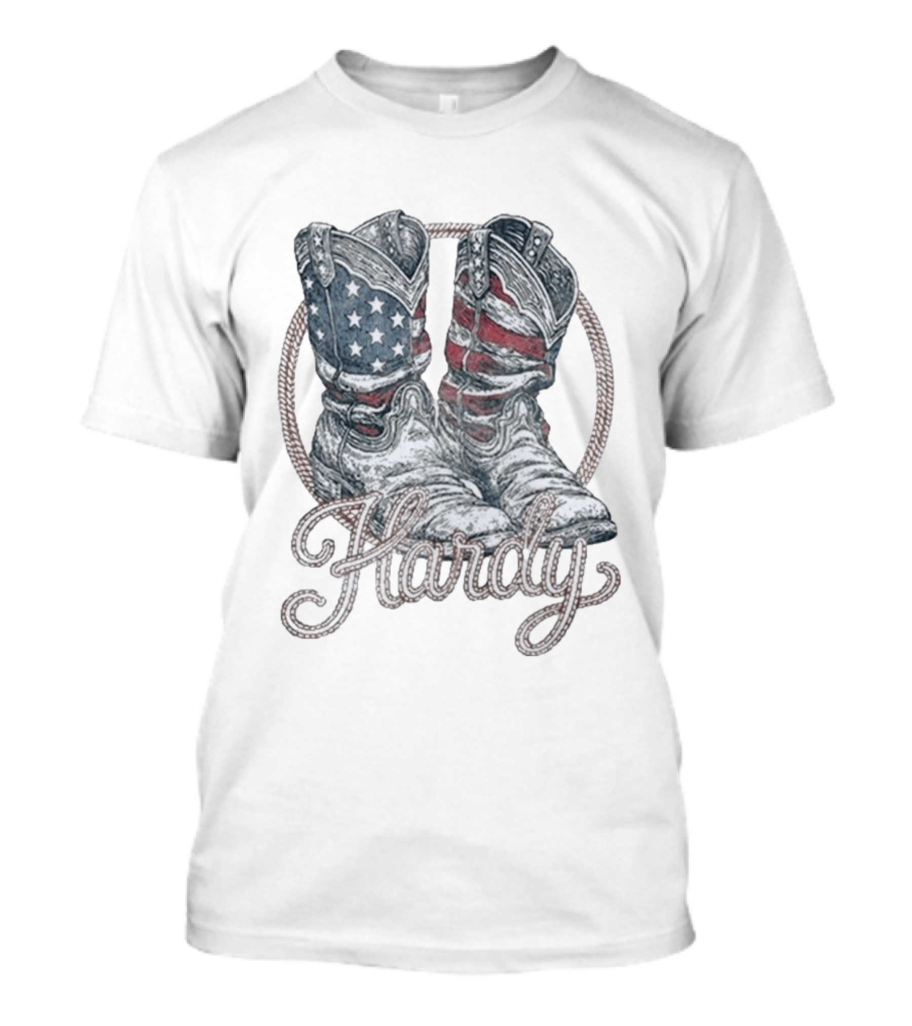 Hardy Boots Americana Patriotic Flag Cowboy T-Shirt