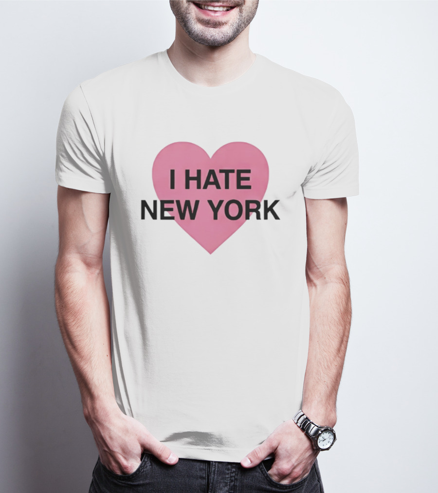 I Hate New York Pink Heart Sarcastic Humor T-Shirt