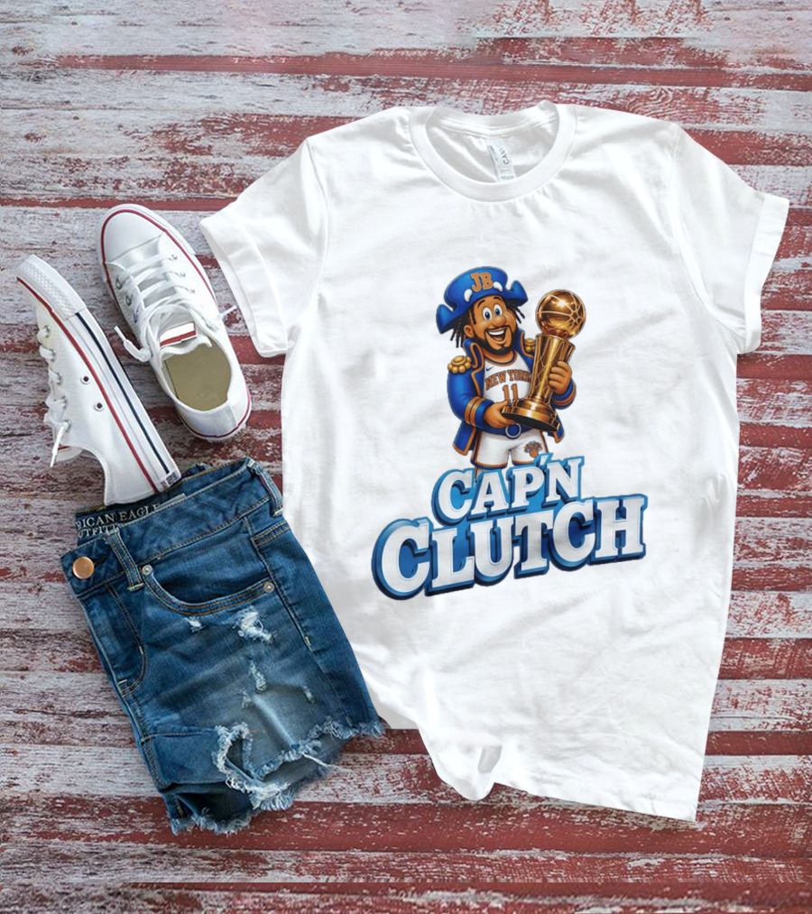 Jalen Brunson Capn Clutch New York Knicks Cartoon MVP T-Shirt