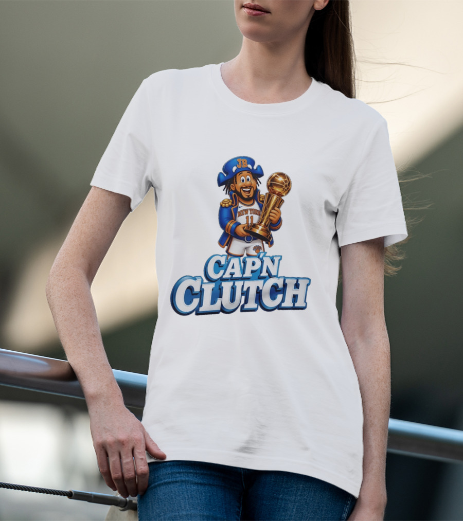 Jalen Brunson Capn Clutch New York Knicks Cartoon MVP T-Shirt
