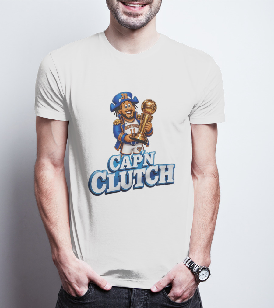 Jalen Brunson Capn Clutch New York Knicks Cartoon MVP T-Shirt