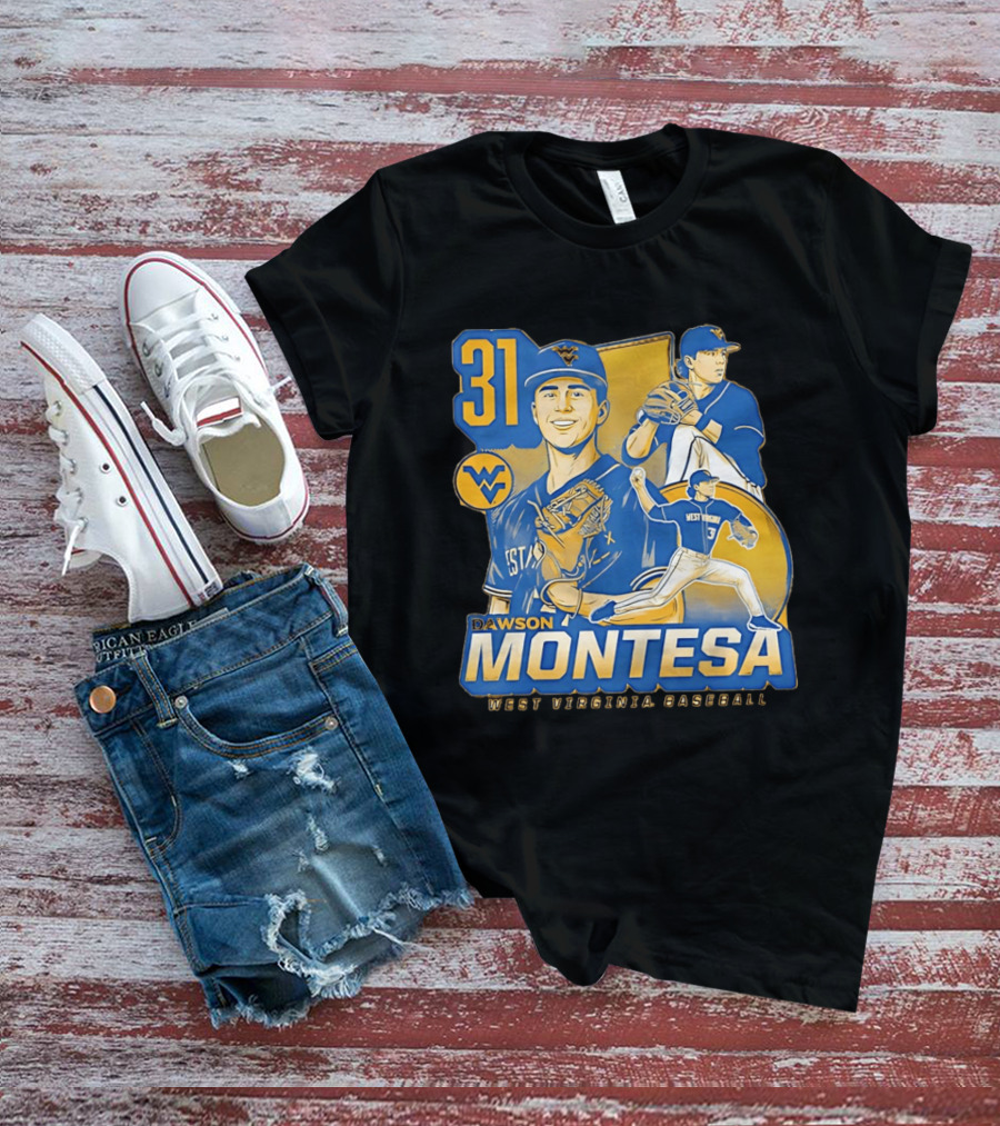 West Virginia Baseball Dawson Montesa 31 Mountaineers T-Shirt
