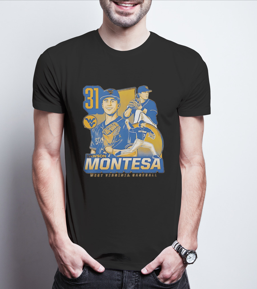 West Virginia Baseball Dawson Montesa 31 Mountaineers T-Shirt