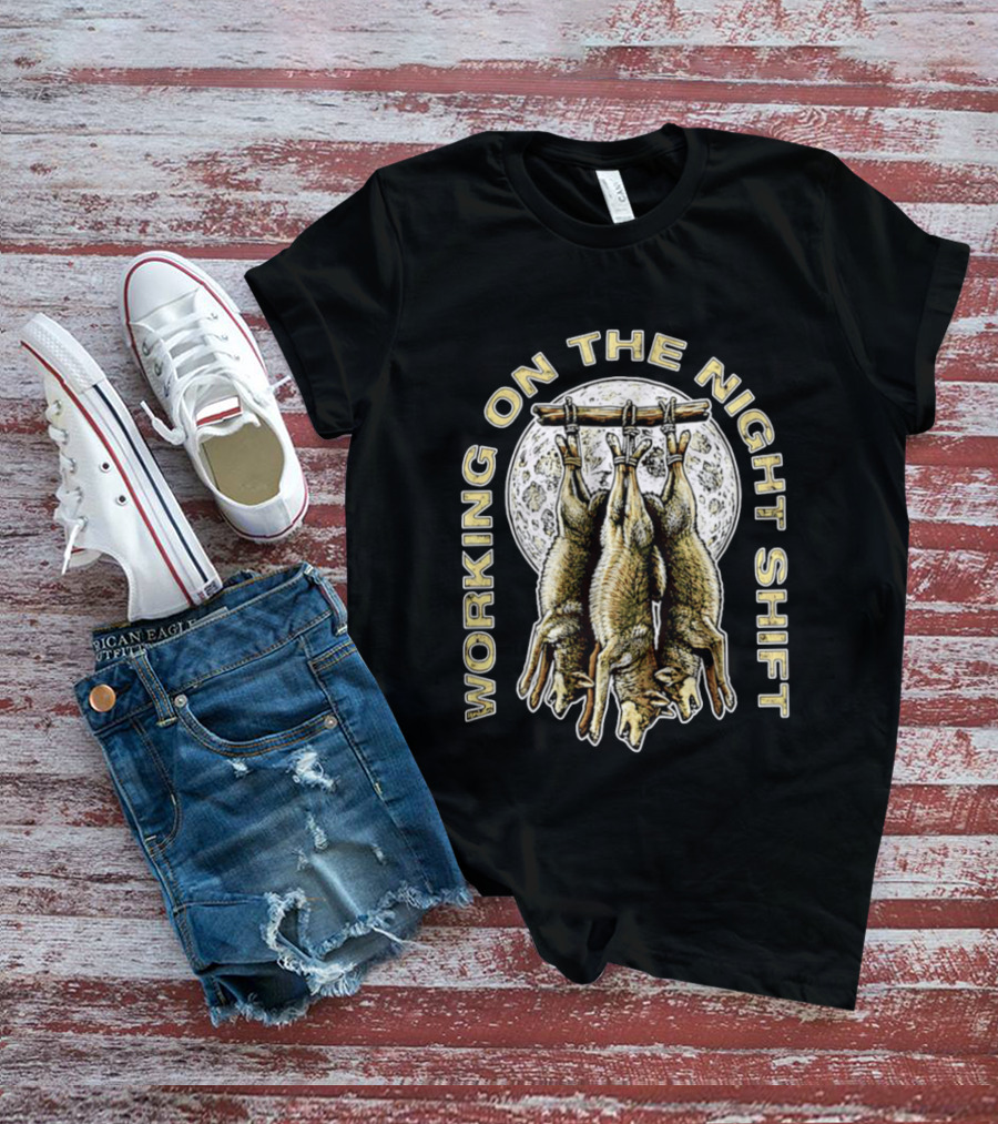 Working On The Night Shift Hanging Bats Full Moon T-Shirt