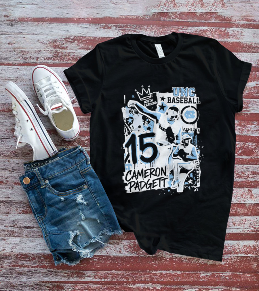 UNC Baseball Cameron Padgett 15 Tar Heels T-Shirt