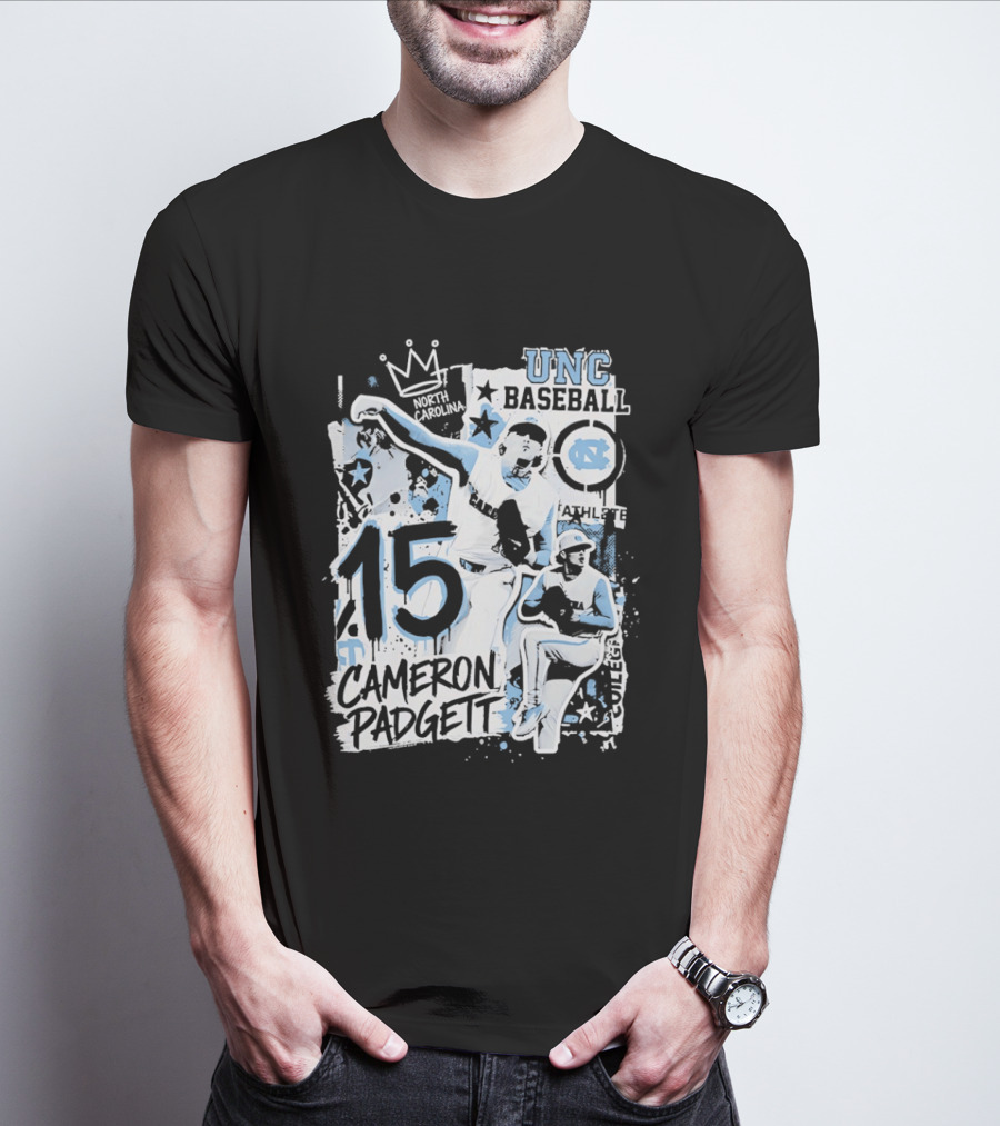 UNC Baseball Cameron Padgett 15 Tar Heels T-Shirt
