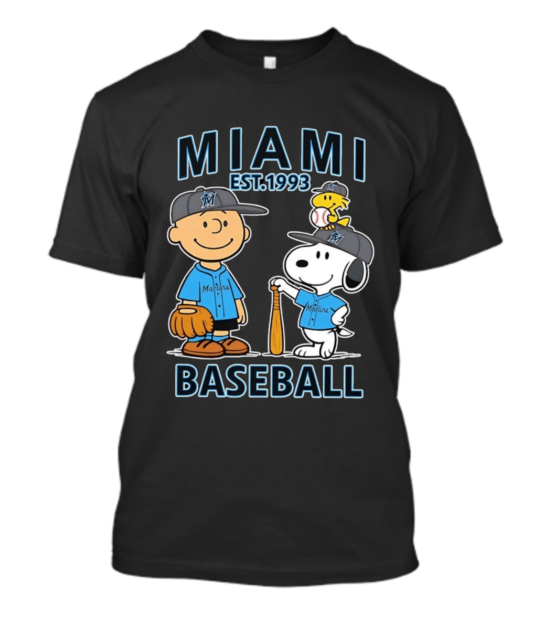 Miami Marlins Baseball Peanuts Characters Est 1993 T-Shirt