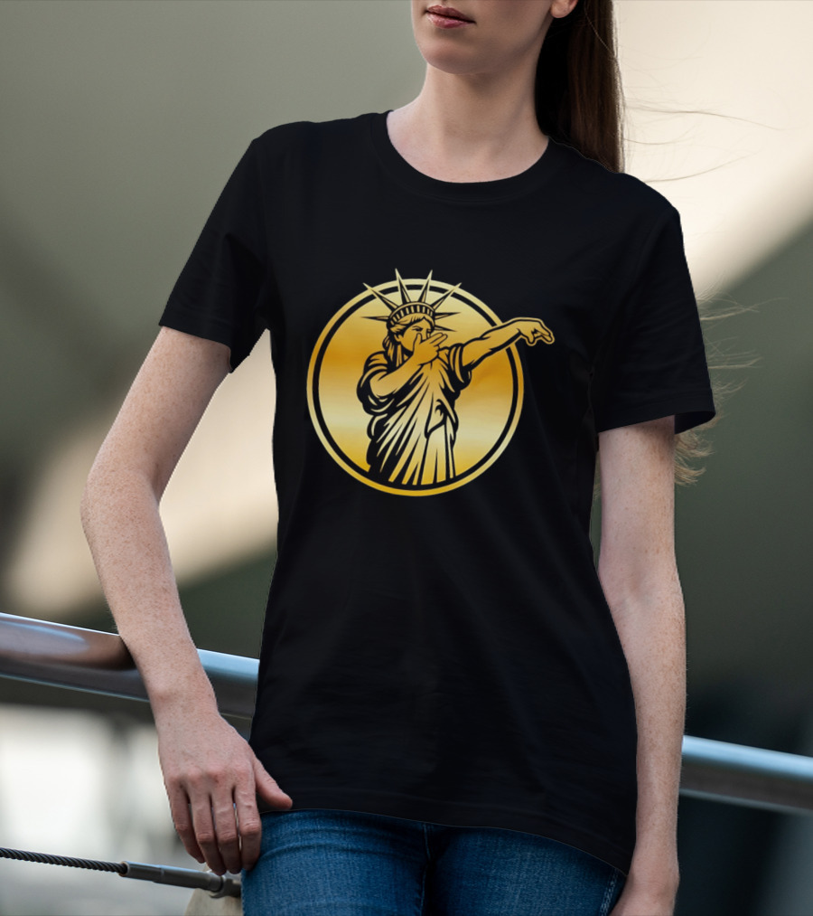 New York Knicks Jalen Brunson Statue Of Liber3 Gold T-Shirt