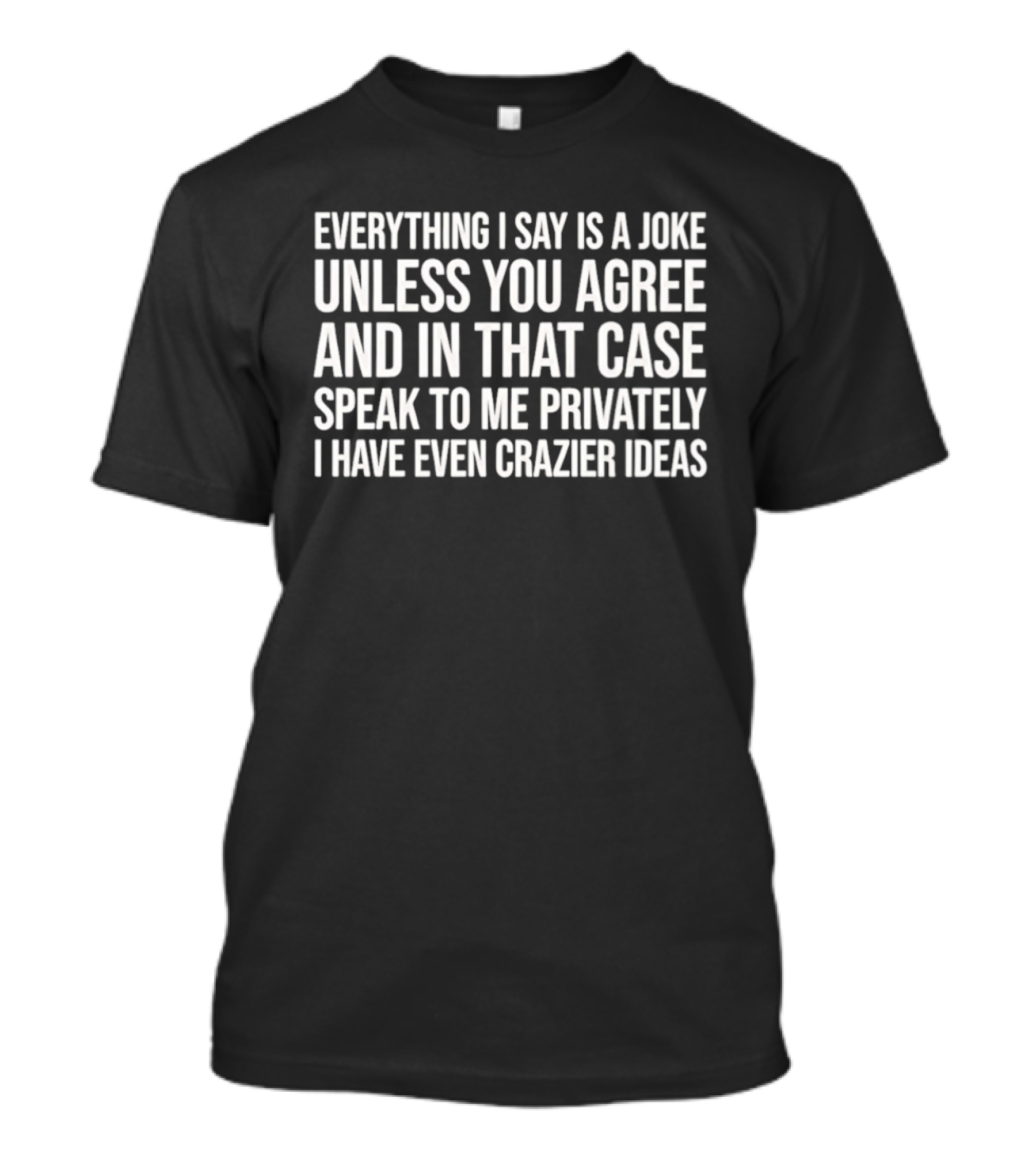 Everything I Say Is A Joke Unless You Agree Speak To Me Privately I Have Even Crazier Ideas T-Shirt