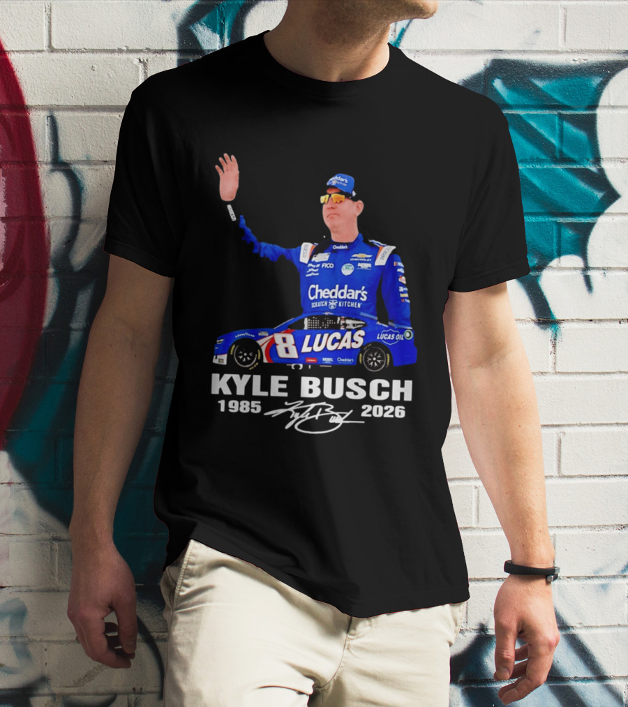 Kyle Busch 1985 2026 Lucas Oil Cheddar's Scratch Kitchen T-Shirt