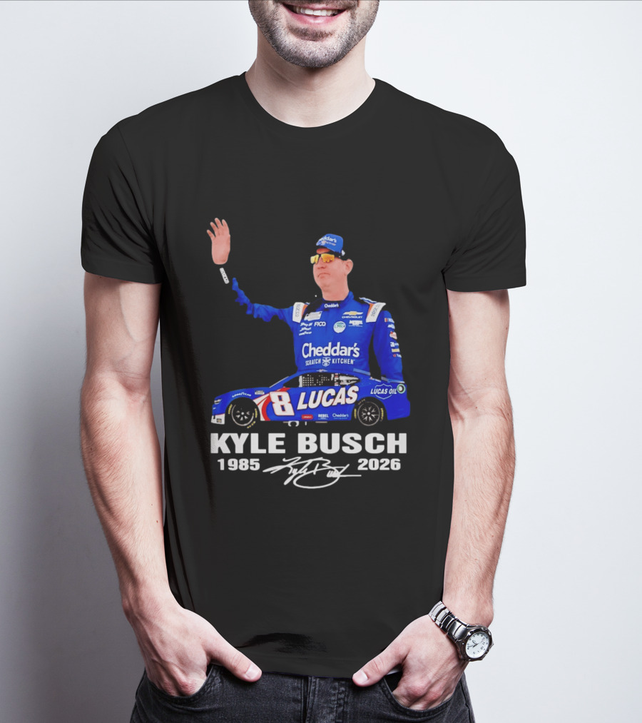 Kyle Busch 1985 2026 Lucas Oil Cheddar's Scratch Kitchen T-Shirt