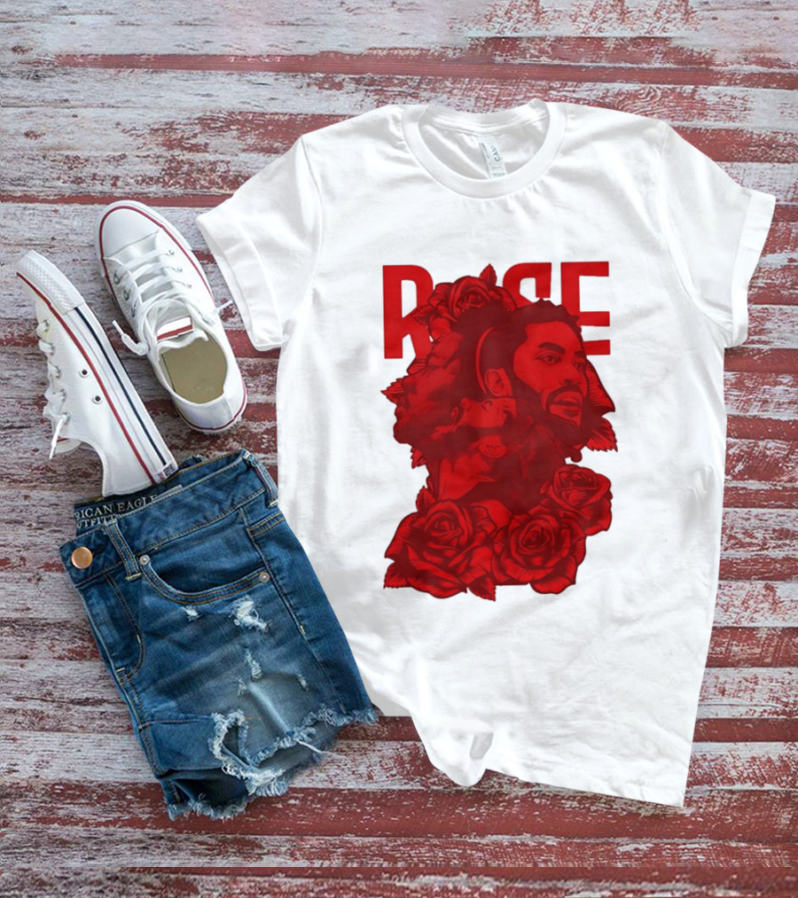 Derrick Rose Red Rose Portrait With Decorative Roses T-Shirt