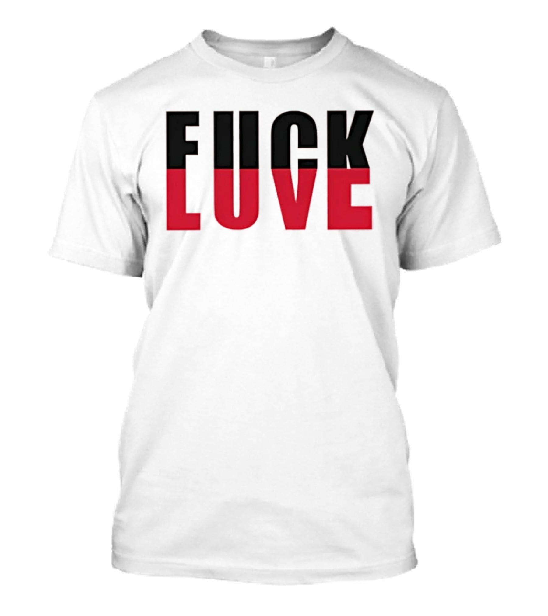 F*** And Love Bold Text Red And Black T-Shirt