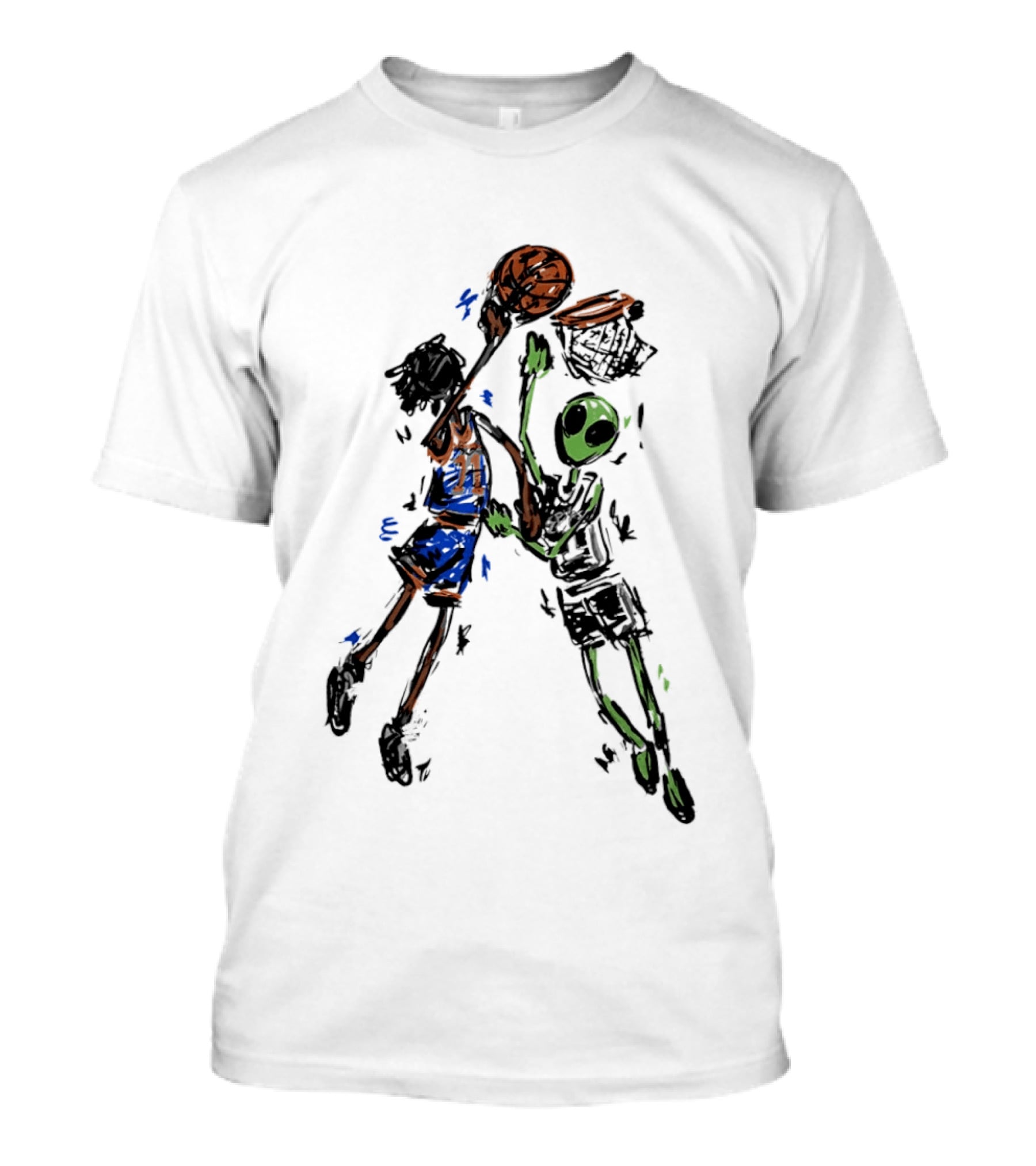 Jalen Brunson Vs Alien Wemby Dunking Showdown Basketball Clash T-Shirt