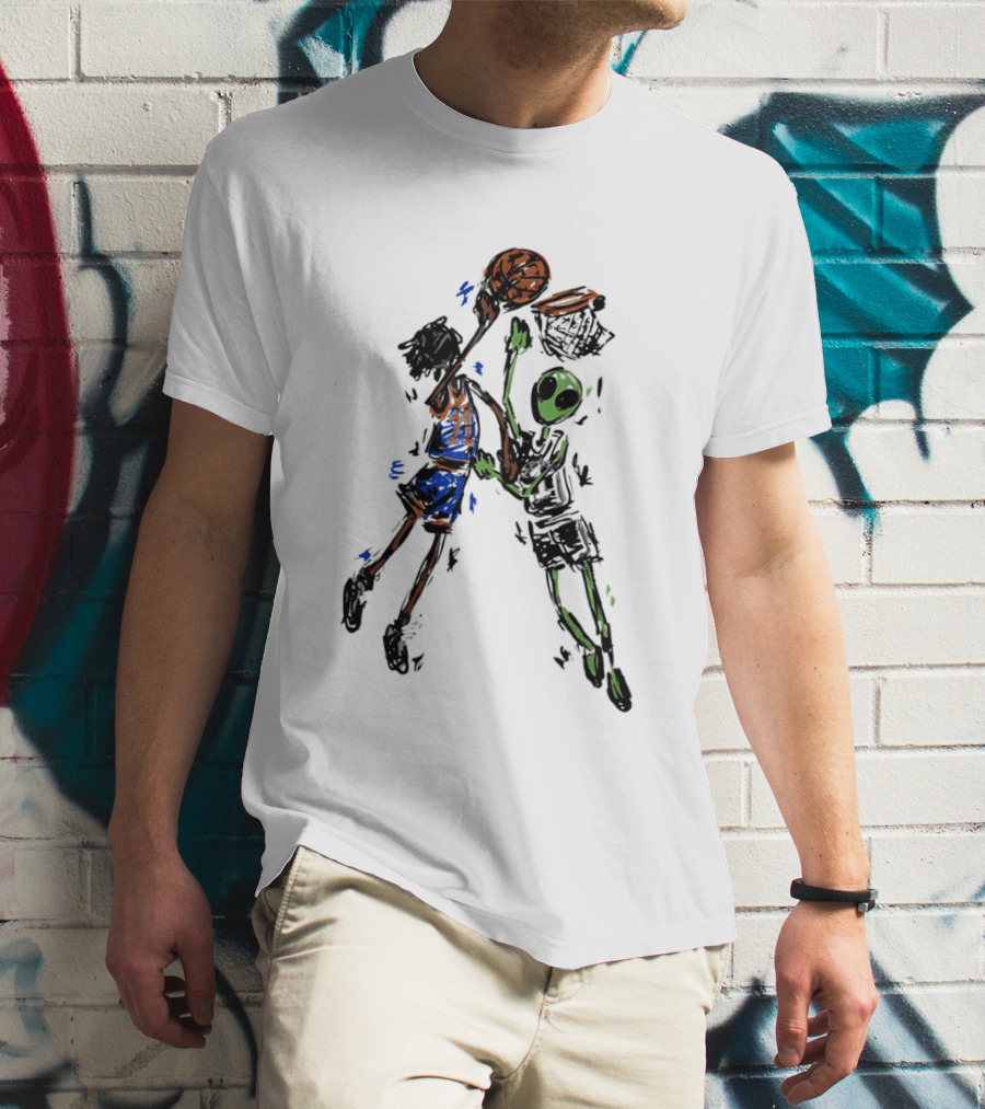 Jalen Brunson Vs Alien Wemby Dunking Showdown Basketball Clash T-Shirt