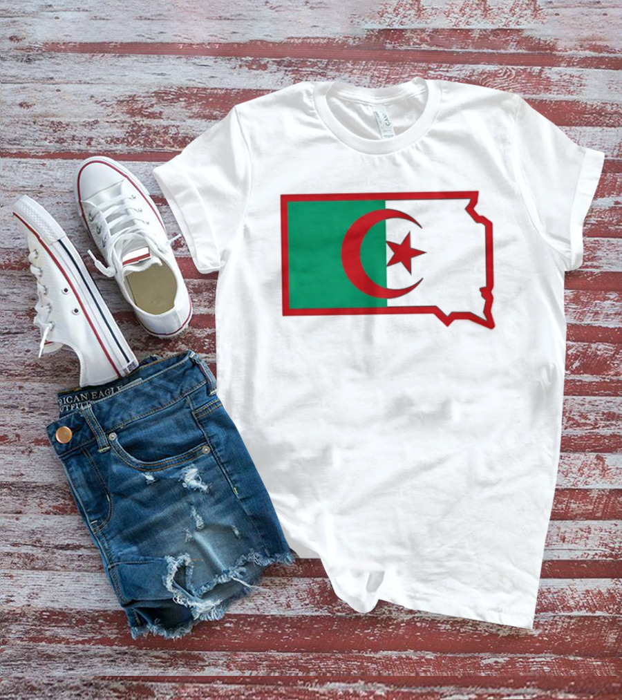 Lawrence Of Algeria Flag State Outline With Crescent And Star T-Shirt