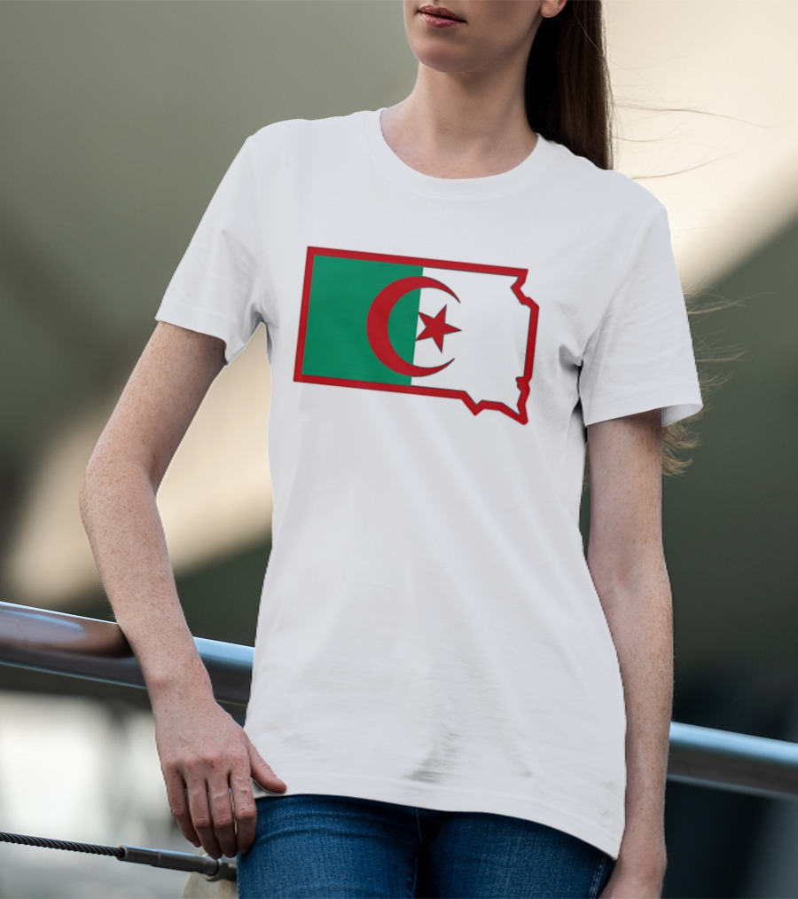 Lawrence Of Algeria Flag State Outline With Crescent And Star T-Shirt