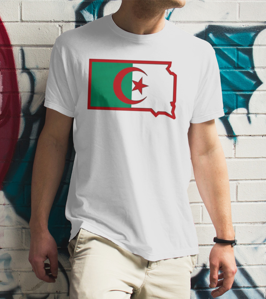 Lawrence Of Algeria Flag State Outline With Crescent And Star T-Shirt