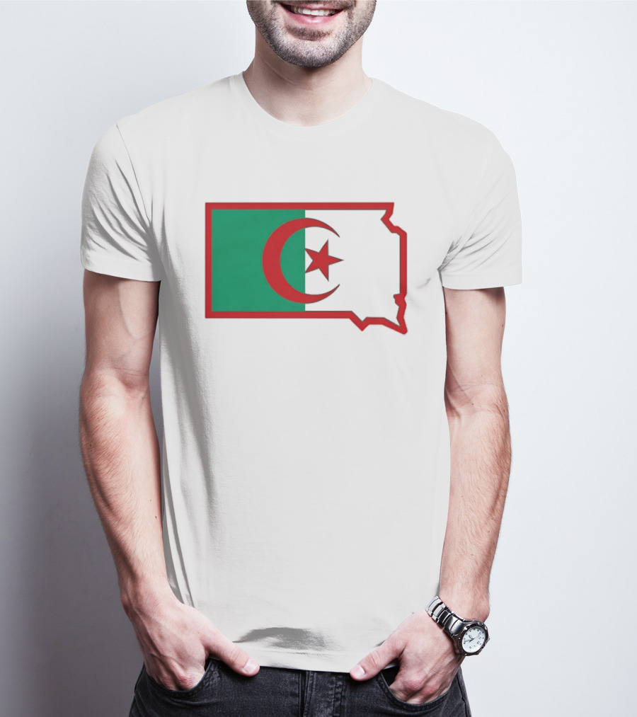 Lawrence Of Algeria Flag State Outline With Crescent And Star T-Shirt