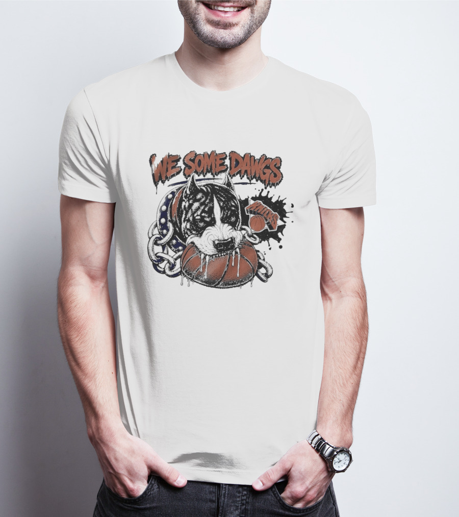 We Some Dawgs Knicks Basketball Pitbull Chain Dripping T-Shirt