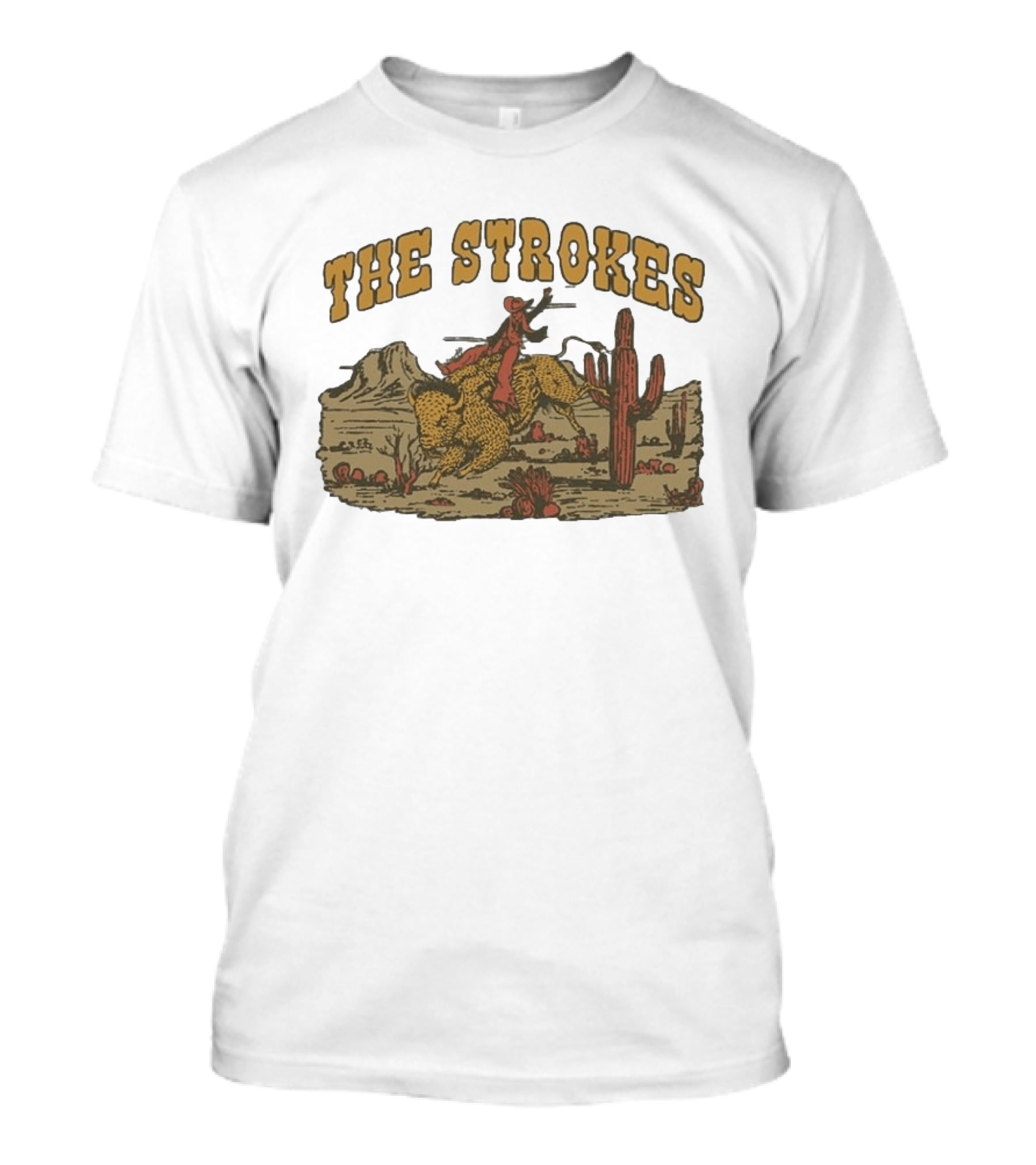 The Strokes Western Bull Rider Desert Scene T-Shirt