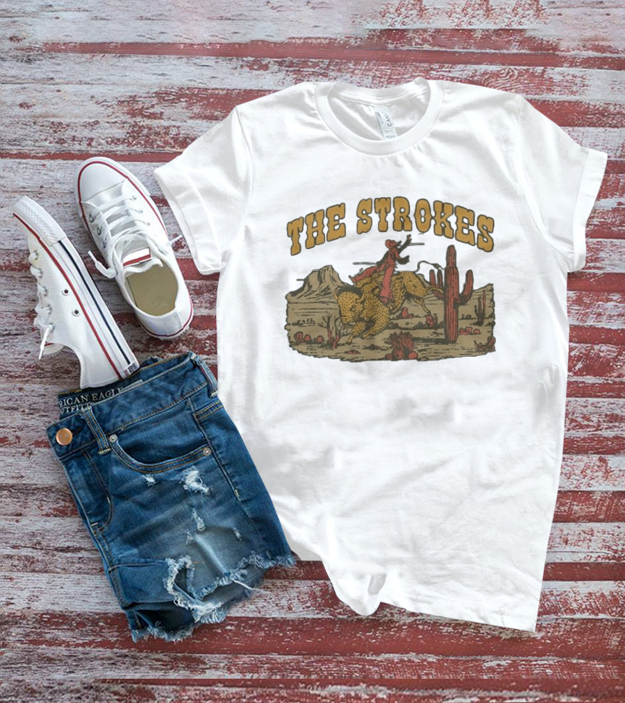 The Strokes Western Bull Rider Desert Scene T-Shirt