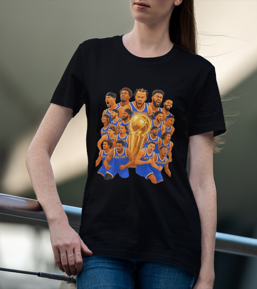 New York Knicks NBA Champions 2026 Players And Trophy Celebration T-Shirt