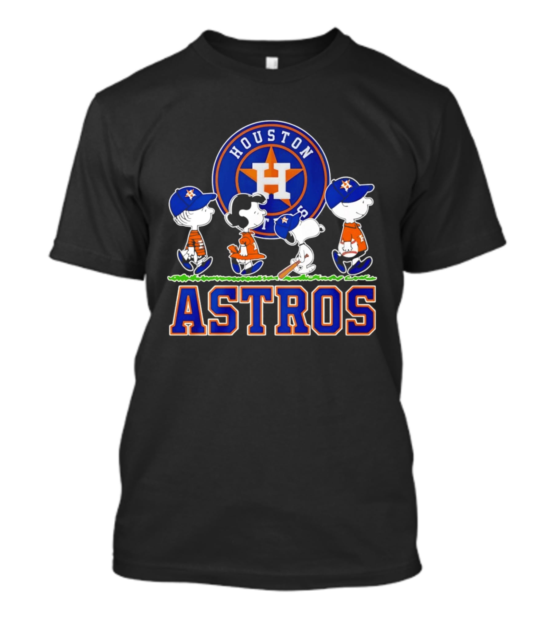 Houston Astros Peanuts Characters Snoopy Walking Baseball Team T-Shirt
