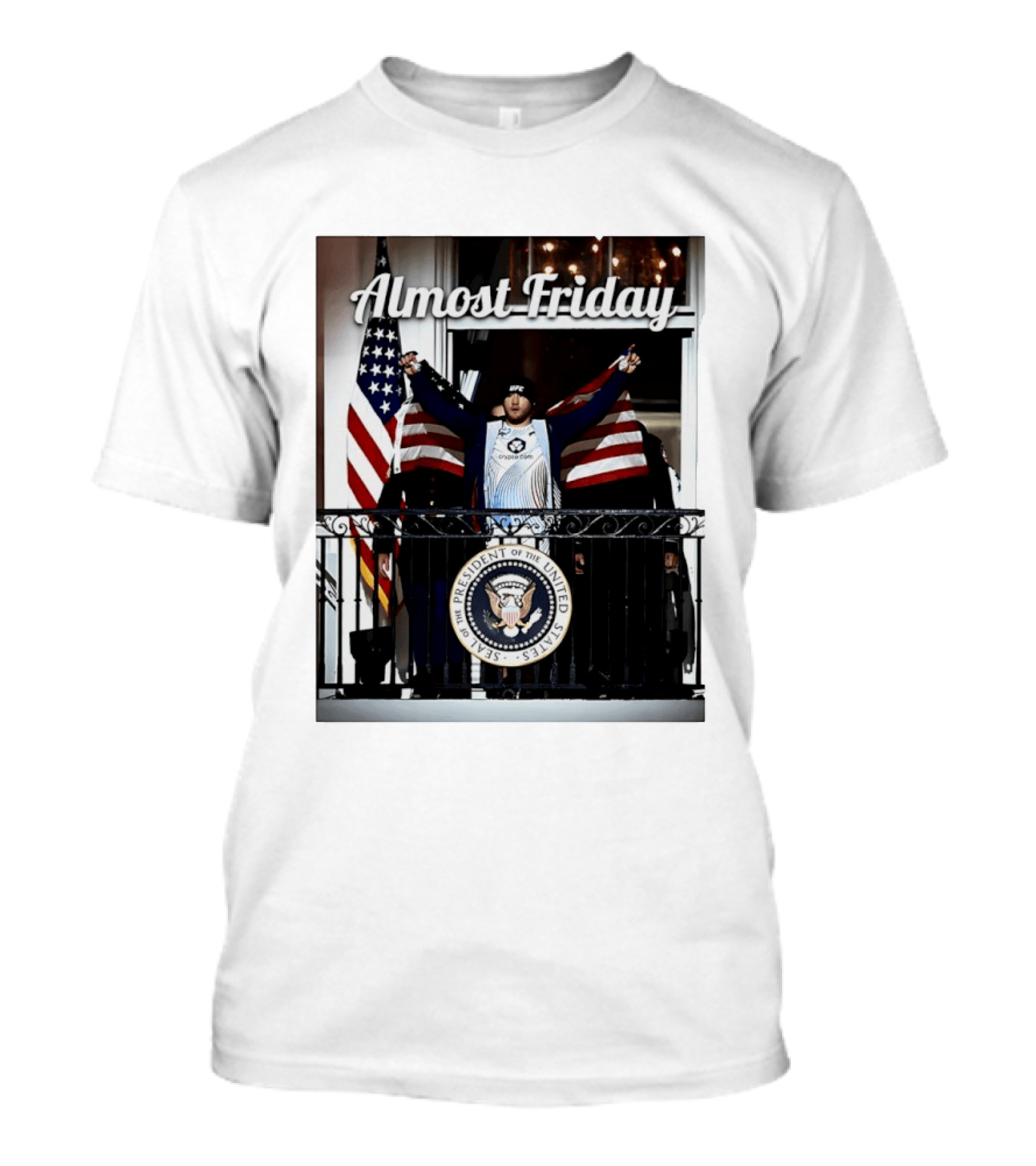 Almost Friday Justin Gaethje US Flag Blue Room Balcony White House UFC Freedom 250 T-Shirt