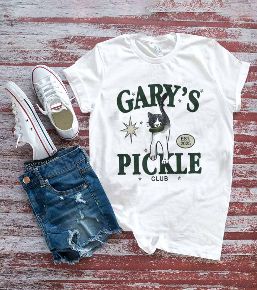 Gary's Pickle Club Cat Est 2025 Fun T-Shirt