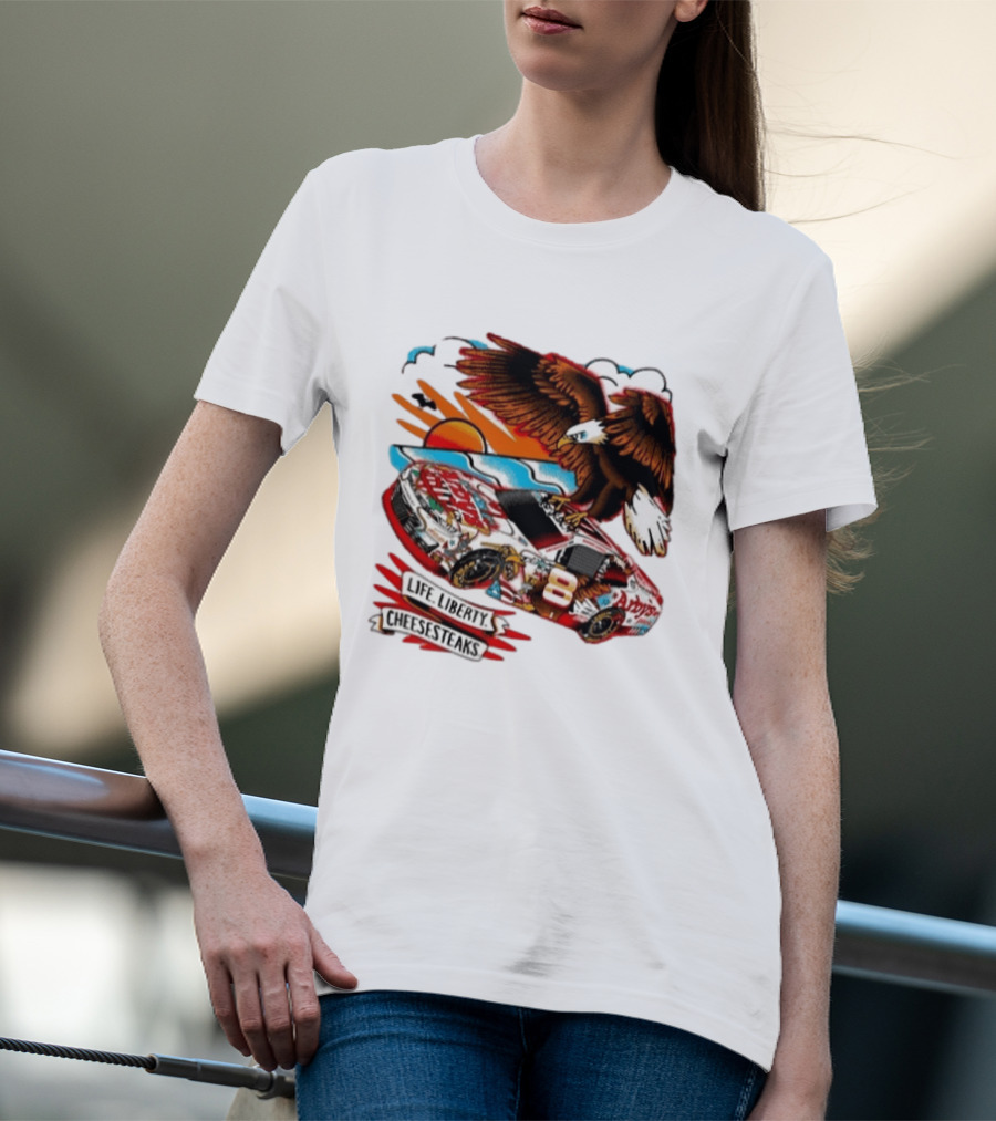 Life Liberty Cheesesteaks Arby's Racing Car Eagle Patriotic T-Shirt