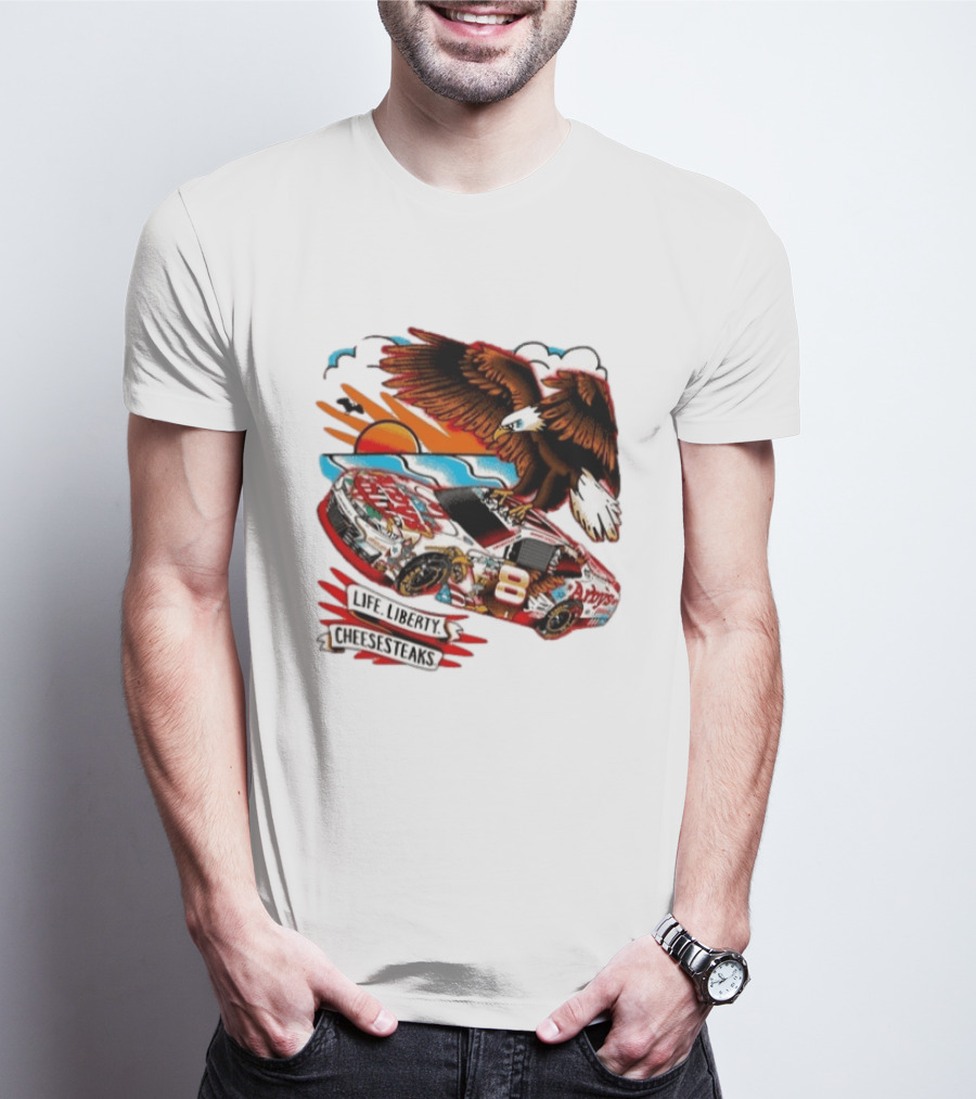 Life Liberty Cheesesteaks Arby's Racing Car Eagle Patriotic T-Shirt