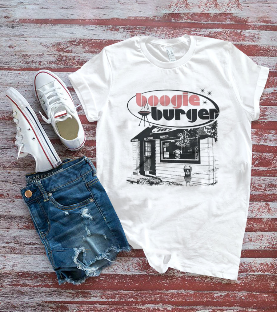 Boogie Burger BBQ Rustic Cabin Scene T-Shirt