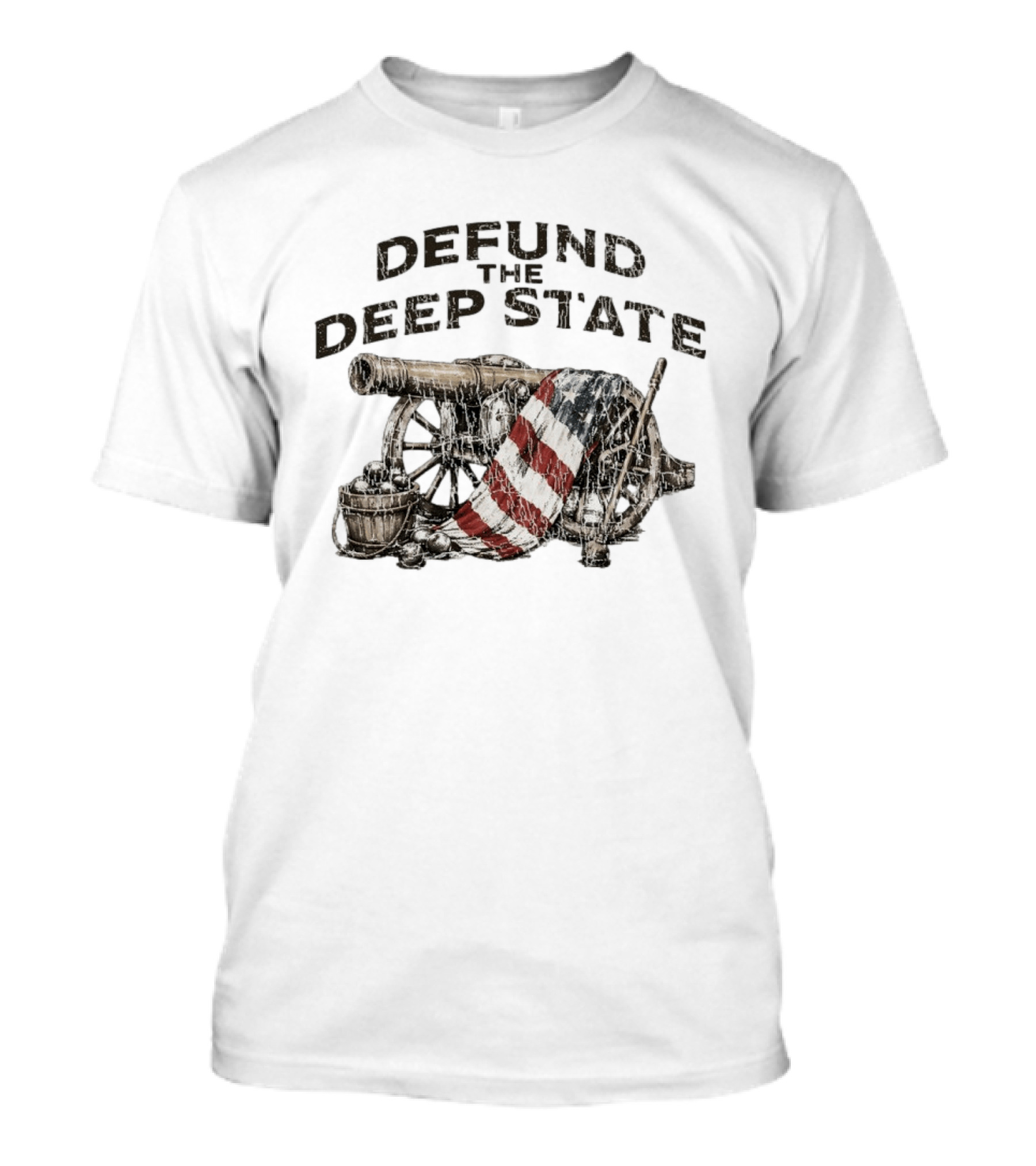 Defund The Deep State Cannon American Flag Patriots T-Shirt