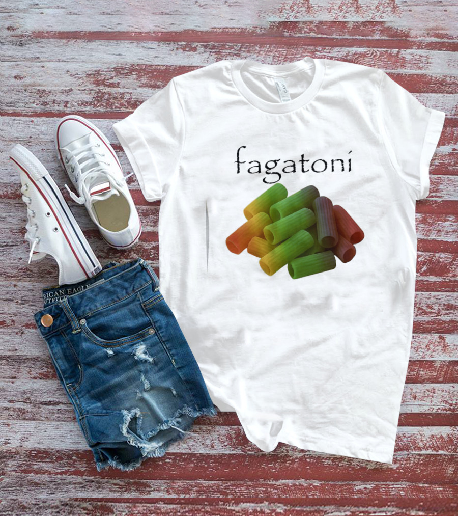 Fagatoni Gay Pasta LGBTQ Pride Multicolor Rigatoni T-Shirt