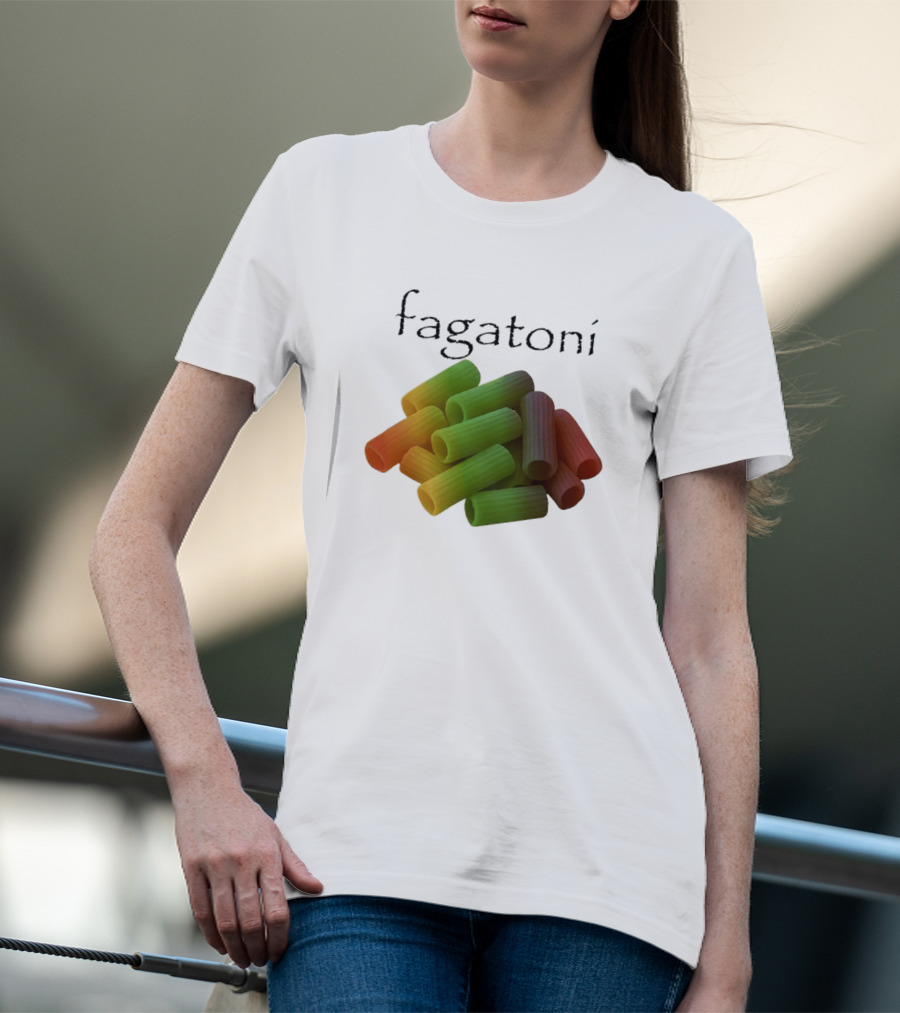 Fagatoni Gay Pasta LGBTQ Pride Multicolor Rigatoni T-Shirt