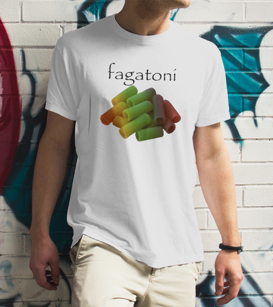 Fagatoni Gay Pasta LGBTQ Pride Multicolor Rigatoni T-Shirt