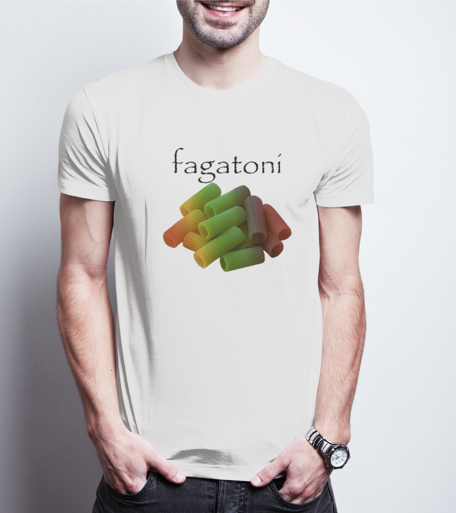 Fagatoni Gay Pasta LGBTQ Pride Multicolor Rigatoni T-Shirt