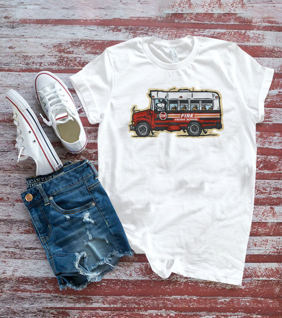 Firefighter Snoopy Woodstock School Bus Fire Probie Training T-Shirt